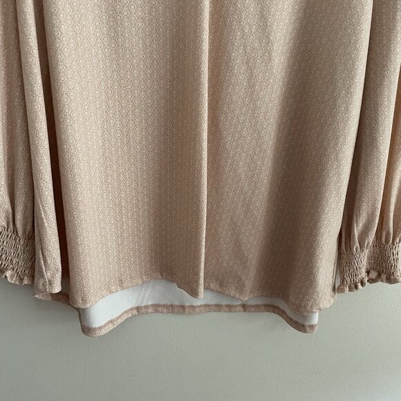 Adrianna Papell Women Plus SZ 2X Blush Pink Micro Floral L/S V-Neck Blouse NWT - Picture 2 of 11